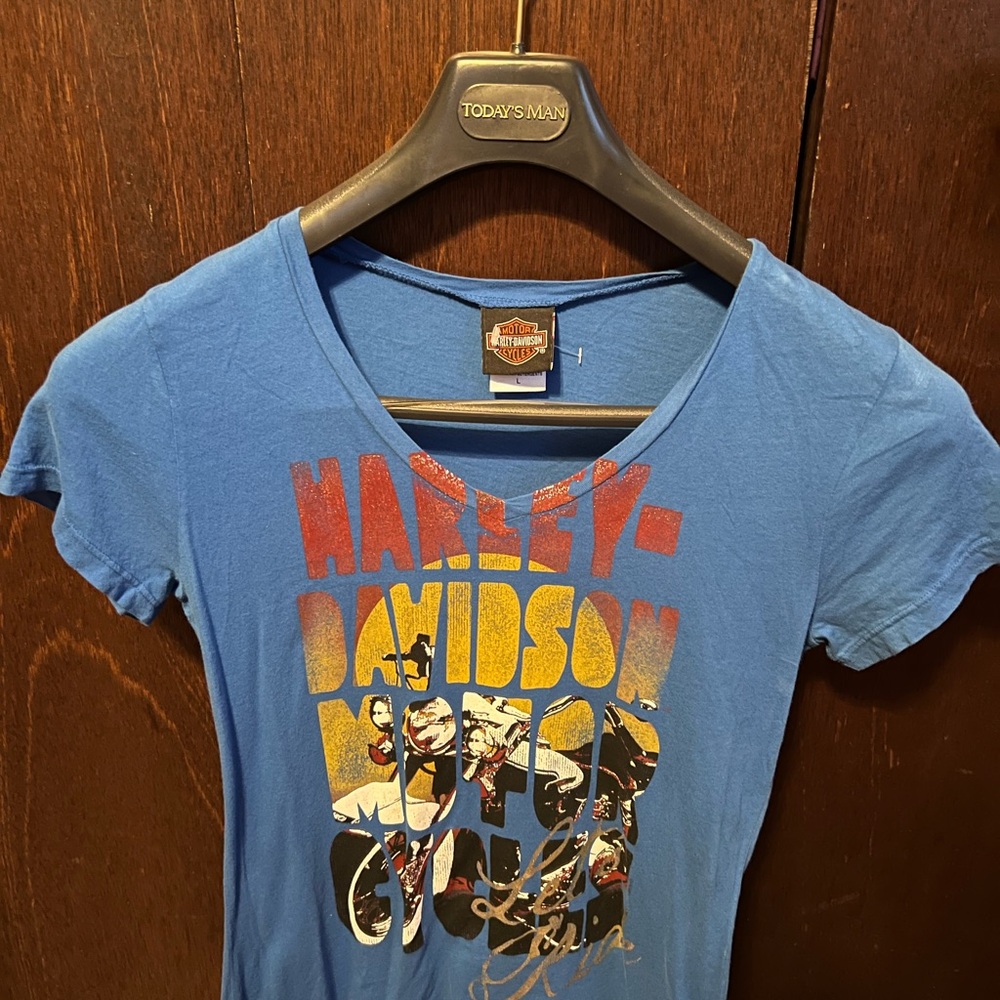 Harley Davidson Ladies Royal Blue Graphic T-Shirt